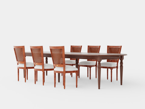Osterville brown noble with Charlotte chair noble Dining Set 3D Model