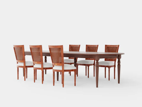 Conjunto de jantar Osterville marrom nobre com cadeira Charlotte nobre Modelo 3D