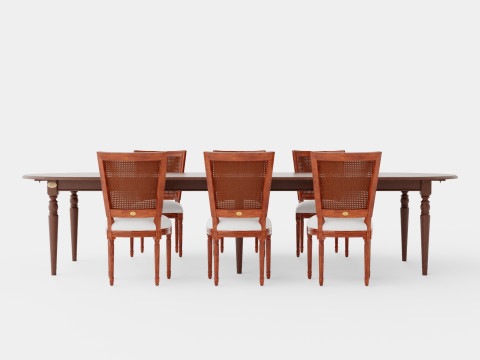 Osterville brown noble with Charlotte chair noble Dining Set 3D Model
