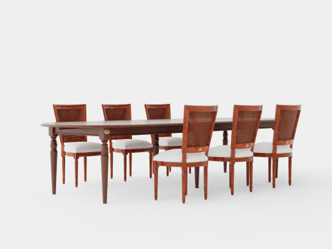 Osterville brown noble with Charlotte chair noble Dining Set 3D Model