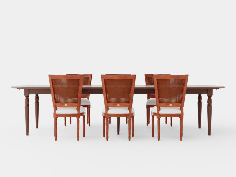 Osterville brown noble with Charlotte chair noble Dining Set 3D Model
