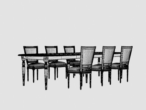 Osterville brown noble with Charlotte chair noble Dining Set 3D Model