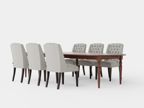 Osterville brown noble with Venice chair sand Dining Set 3D Model