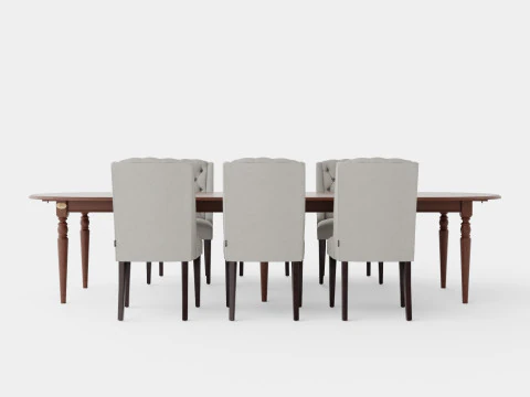 Osterville brown noble with Venice chair sand Dining Set 3D Model