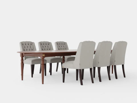 Osterville brown noble with Venice chair sand Dining Set 3D Model
