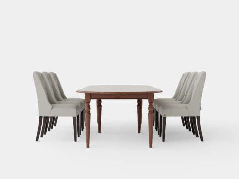 Osterville brown noble with Venice chair sand Dining Set 3D Model
