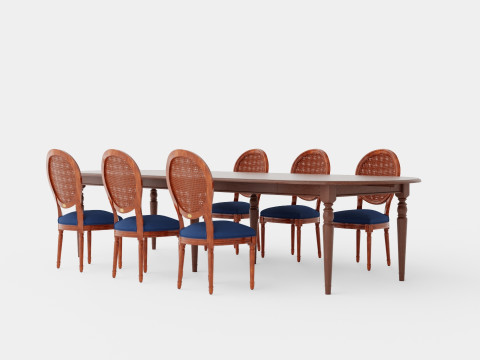 Osterville brown noble with Victoria chair noble Dining Set 3D Model