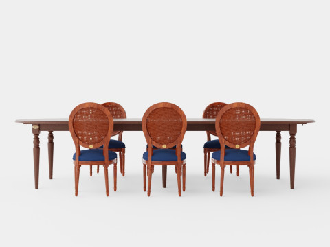 Osterville brown noble with Victoria chair noble Dining Set 3D Model