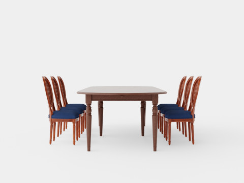 Osterville brown noble with Victoria chair noble Dining Set 3D Model