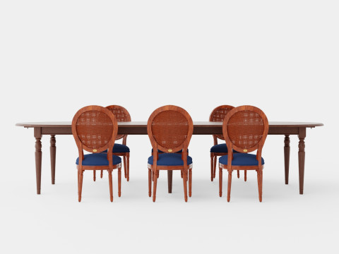 Osterville brown noble with Victoria chair noble Dining Set 3D Model