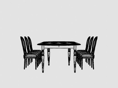 Osterville brown noble with Victoria chair noble Dining Set 3D Model