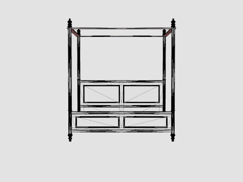 Pacific Polster canopy bed 3D Model