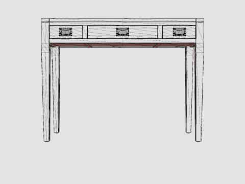 Pocasset desk console table rich brown 3D Model