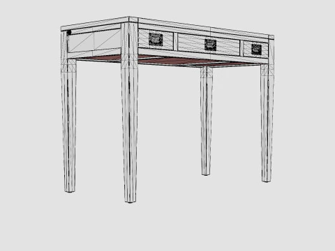 Pocasset desk console table rich brown 3D Model