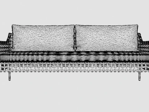 Santa Monica sofa grey 3 seat 3D Model