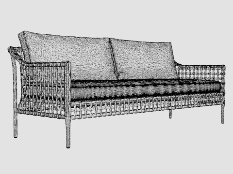 Santa Monica sofa grey 3 seat 3D Model