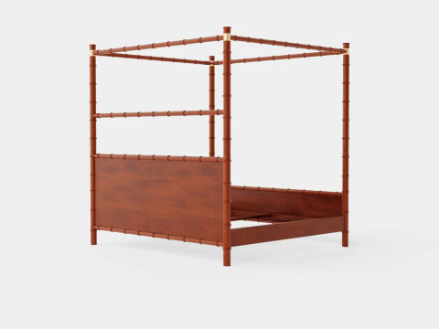 St Barts canopy bed bamboo 3D Model