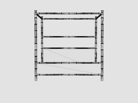 St Barts canopy bed bamboo 3D मॉडल