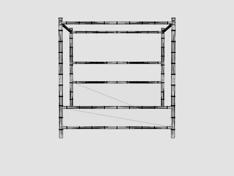 St Barts canopy bed bamboo 3D Model