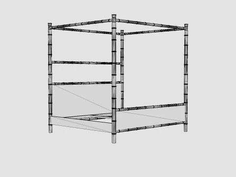 St Barts canopy bed bamboo 3D Model