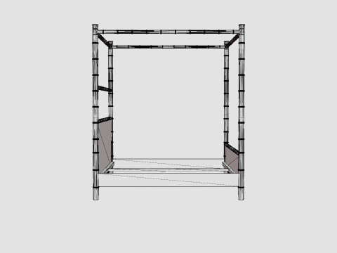 St Barts canopy bed bamboo 3D मॉडल