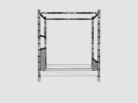 St Barts canopy bed bamboo 3D Model