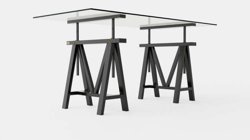 Trestle desk black 3Dモデル .c4d .max .obj .3ds .fbx .stl .blend 