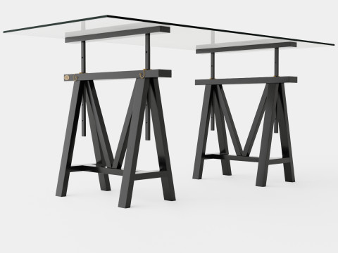Trestle desk black 3Dモデル