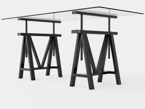 Trestle desk black 3Dモデル