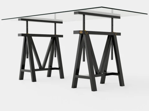 Trestle desk black 3D Model