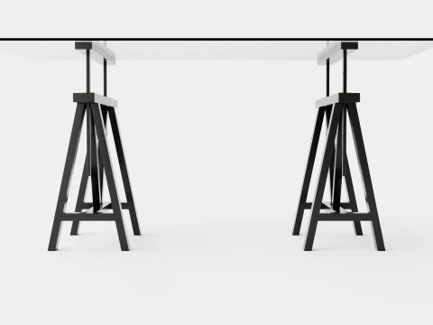 Trestle desk black 3D Model