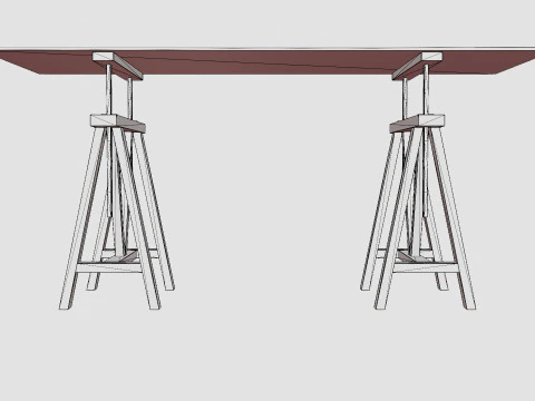 Trestle desk black 3D Model