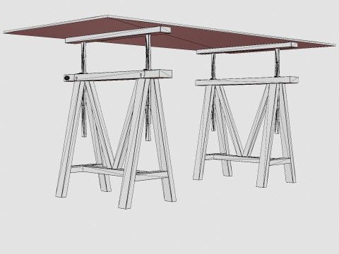 Trestle desk black 3Dモデル