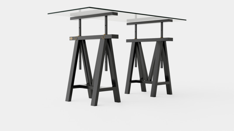 Trestle desk black small 3D Model .c4d .max .obj .3ds .fbx .stl .blend 