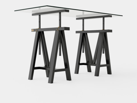 Trestle desk black small 3D Модель
