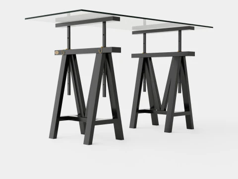 Trestle desk black small 3D Model