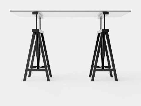 Trestle desk black small 3D Model