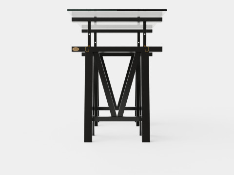 Trestle desk black small 3D Model