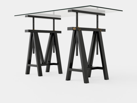 Trestle desk black small 3D Model