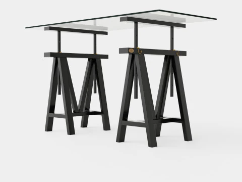 Trestle desk black small 3D Model