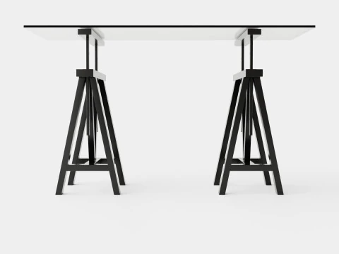 Trestle desk black small 3D Model