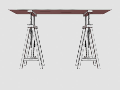 Trestle desk black small 3D Model