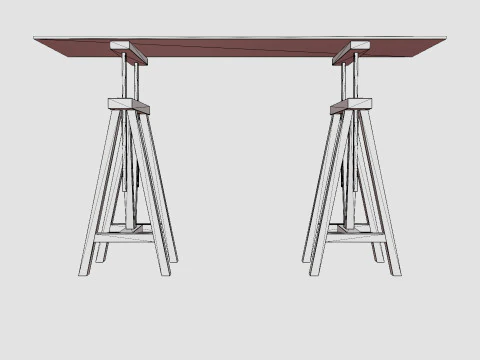 Trestle desk black small 3D Model