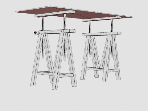 Trestle desk black small 3D Model