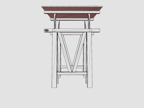 Trestle desk black small 3D Model