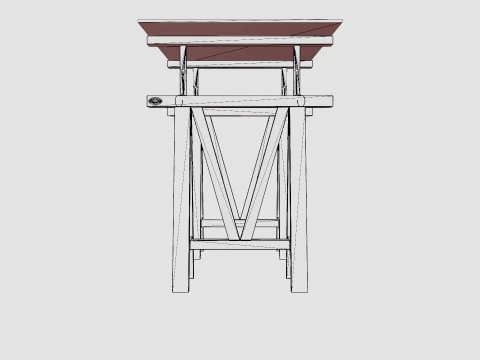 Trestle desk black small 3D Model
