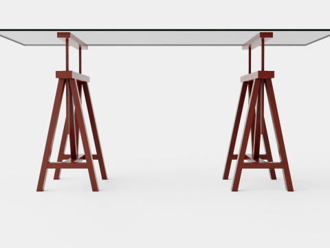 Trestle desk rich brown 3D Модель