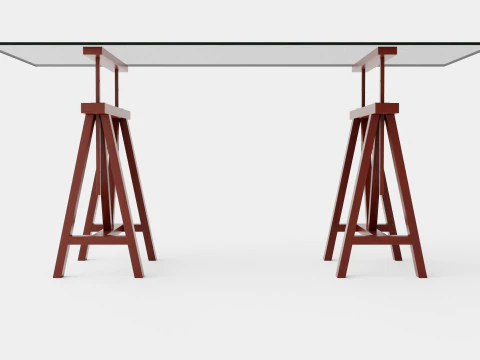 トレッスルデスク リッチブラウン 3Dモデル