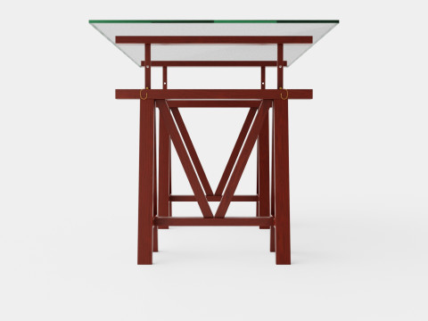 Trestle desk rich brown 3D Модель