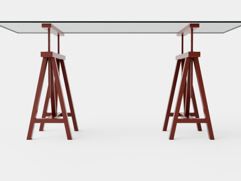 Trestle desk rich brown 3D Модель